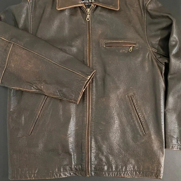 Vintage Wilsons Leather Coat Jacket Distressed Heavyweight Thinsulate - Picture 6 of 14